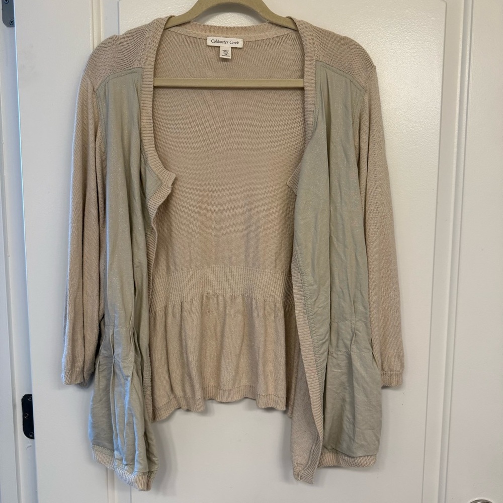 Coldwater Creek Beige Women's Cardigan coastal grandma, backyard bbq, layering